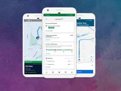 Project screenshot of the FREE NOW Driver app - a Mobility project